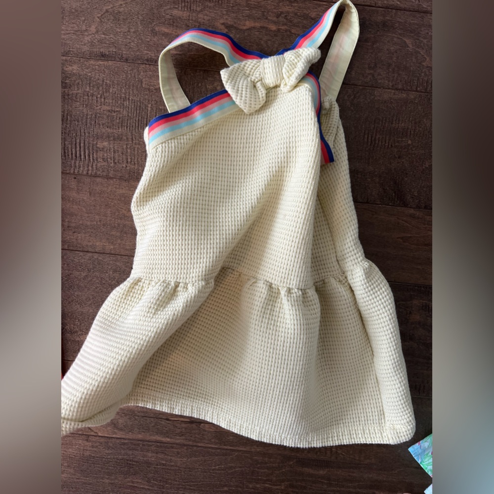 Janie and Jack Cream Dress with Multicolor Trim